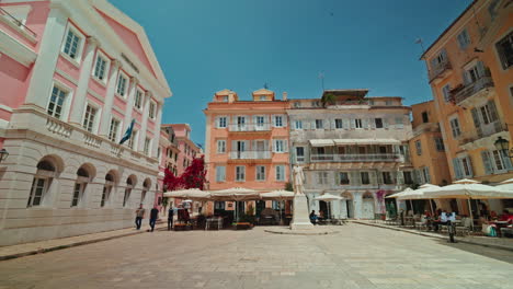 sunny town square in corfu's old town