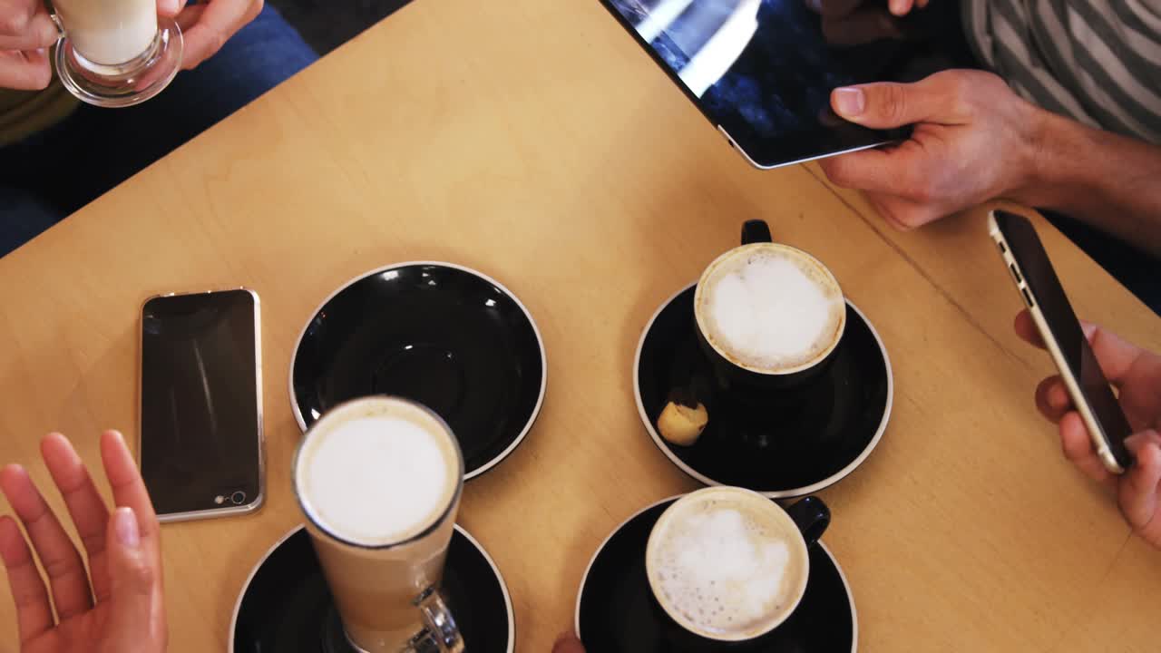 Tablet user tapping, people icons appearing, spawning, moving to saucer, fading, showing meeting