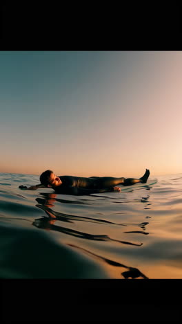 surfer enjoying calm sunset on the ocean