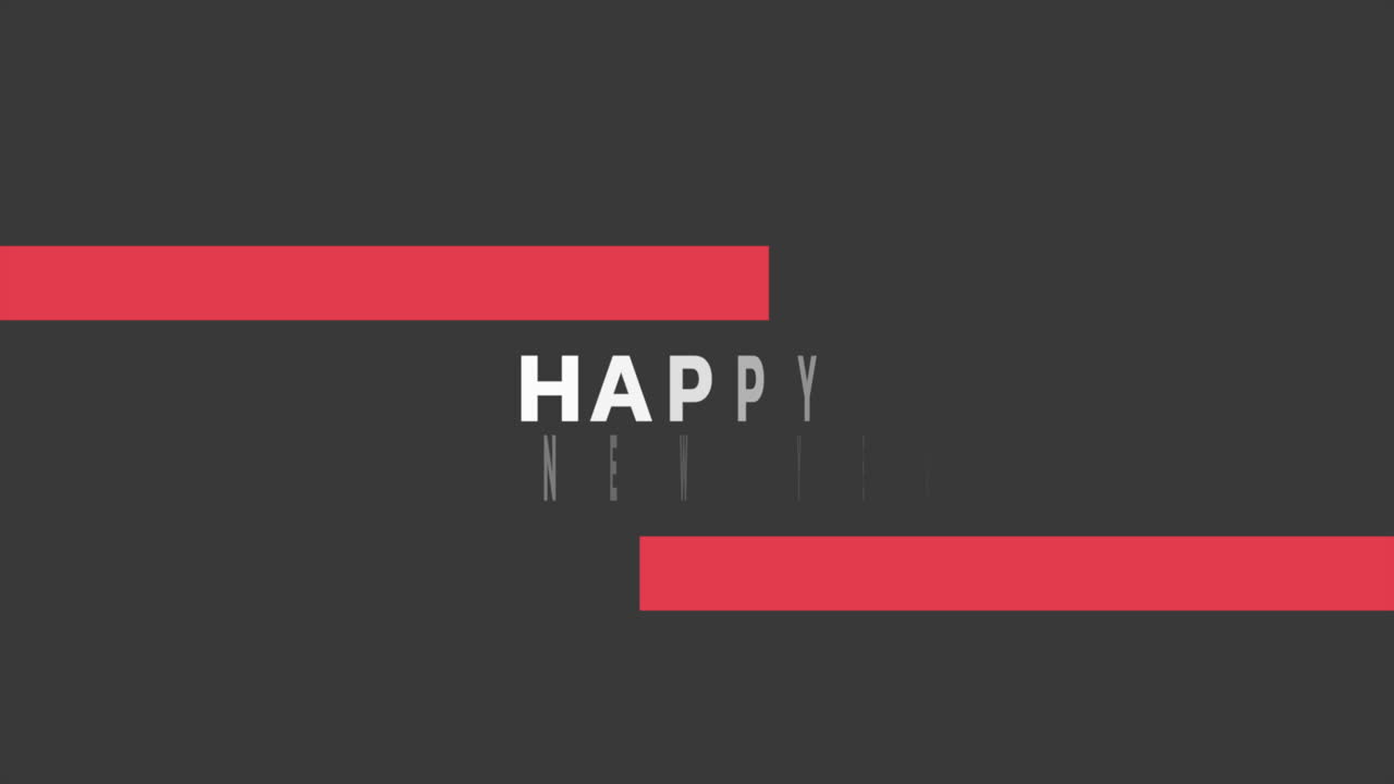 texto moderno de feliz año nuevo con líneas geométricas en gradiente negro