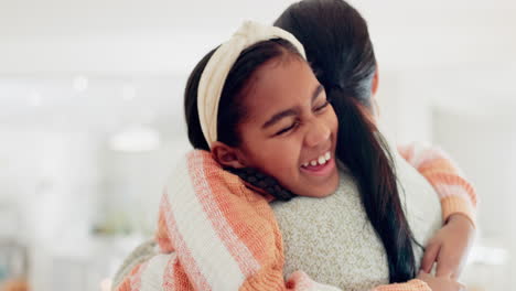 happy, hug and love with mother with daughter