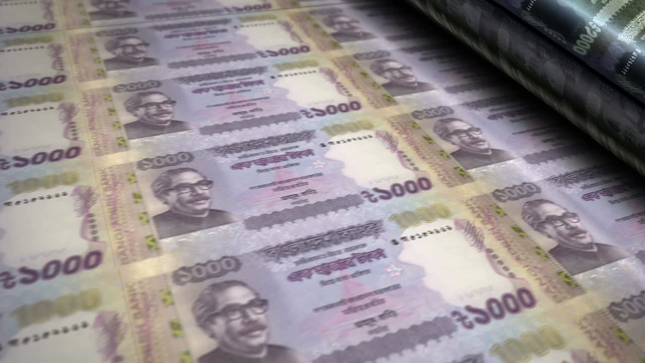 방글라데시 타카 돈 지폐 인쇄 완벽한 루프