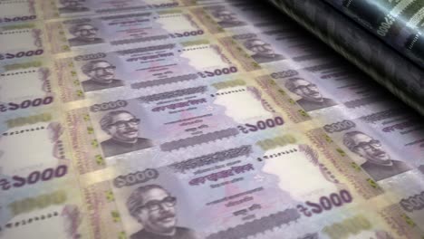 billetes de dinero bangladeshi taka que imprimen en bucle sin costuras