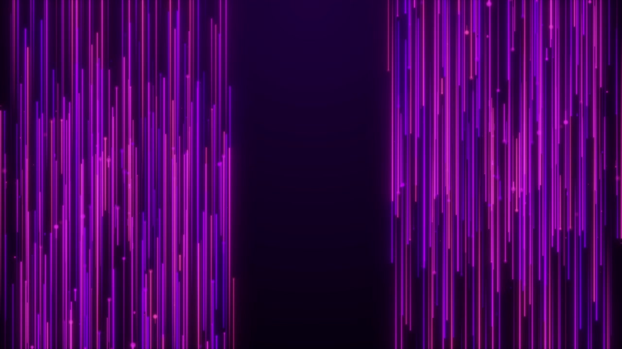 紫色のネオンが輝く垂直の光のラインによる抽象的な背景