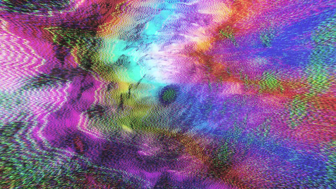 Sfondo astratto a griglia Vaporwave con distorsione glitch RGB.