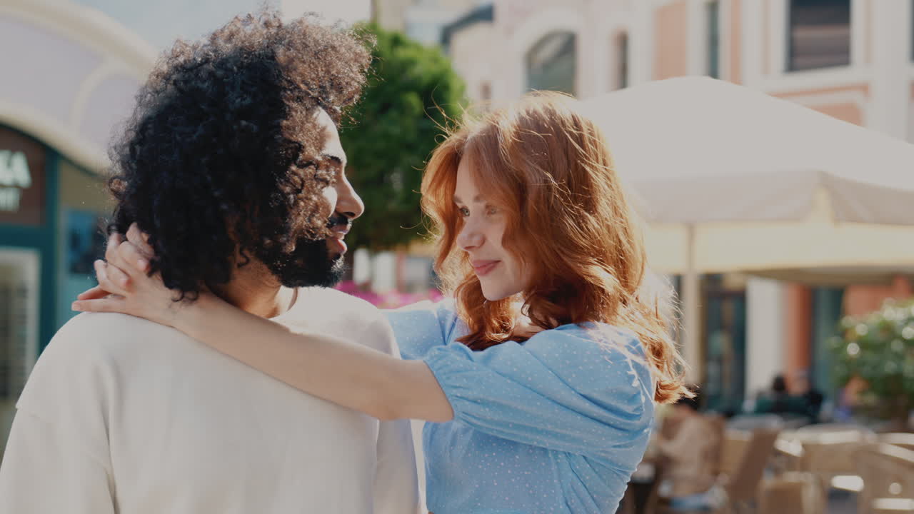 Interracial Couple Enjoying a Moment Together