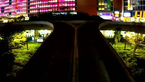 night lapse 4k at shinjuku rotary low angle zoom in