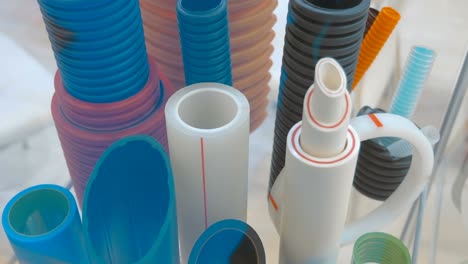 samples of multilayer plastic pipes for cold and hot water supply