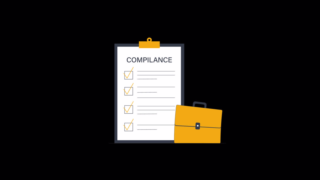 Animated Compliance Checklist with Ticking Boxes and Briefcase