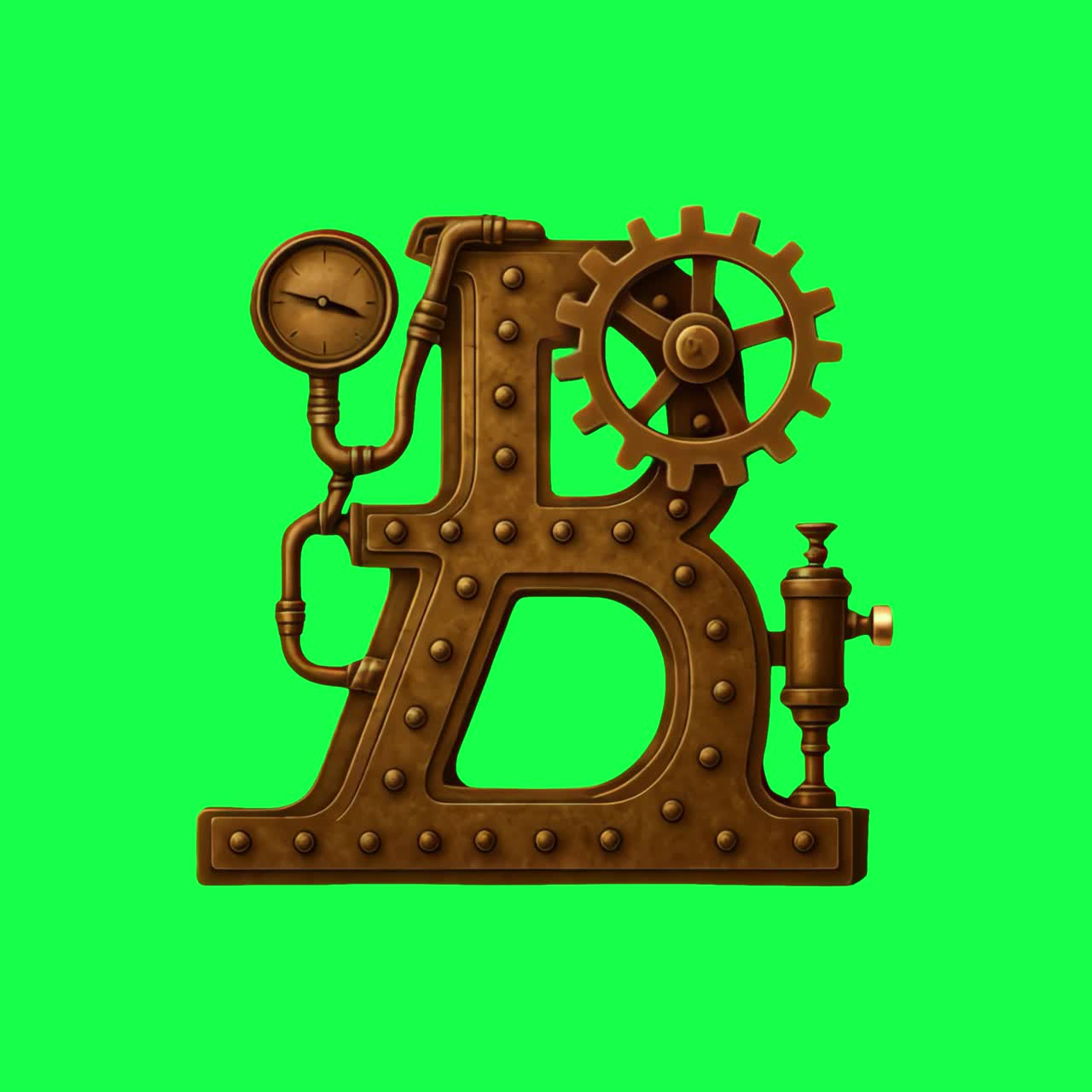 Steampunkový dopis s animací průmyslového designu, transparentní videa 4K, zelené pozadí