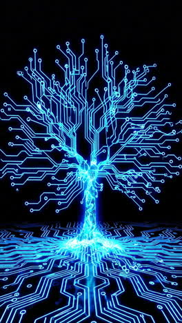 digital circuit tree: ai, data and technology concept