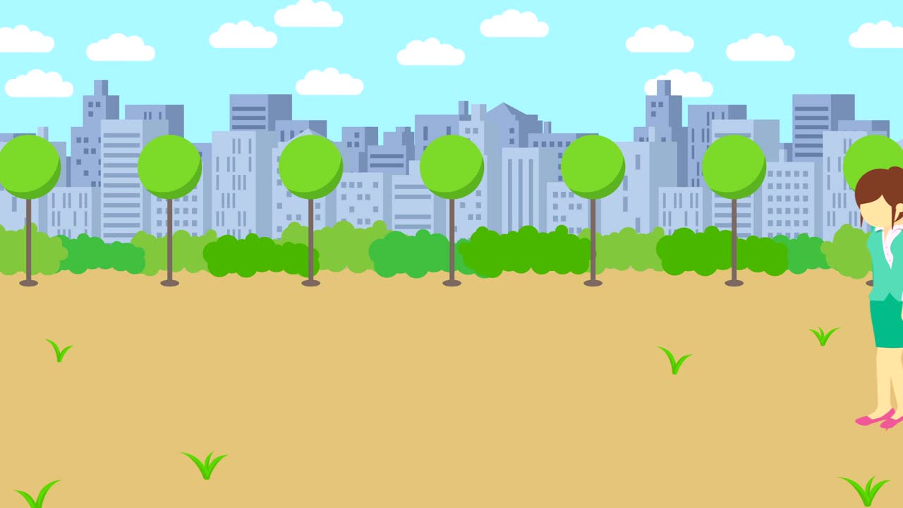 la mujer de negocios cae en el agujero. el fondo de la ciudad. el concepto de riesgo. ilustración de bucle en estilo plano.