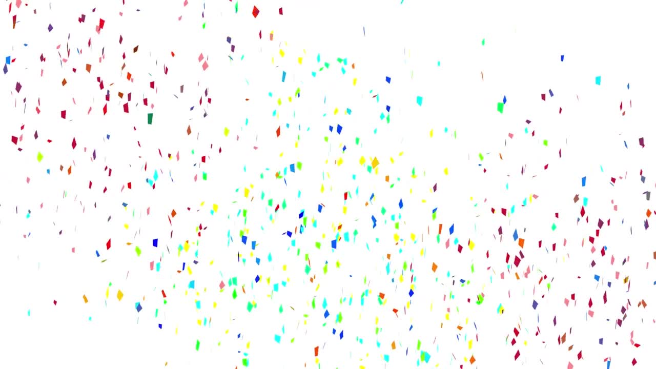 Animation of colourful confetti on white background