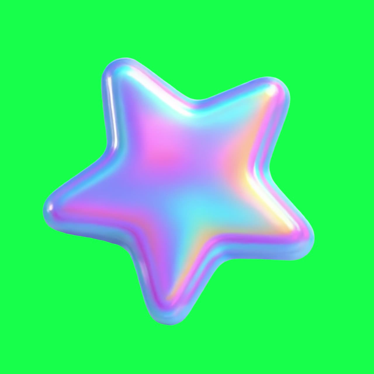 Holographic star animation, transparent 4K video, green screen