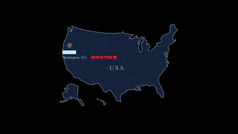 blue stylized usa map with washington d