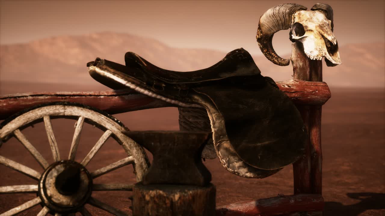 sella de caballo en la valla en el valle del monumento