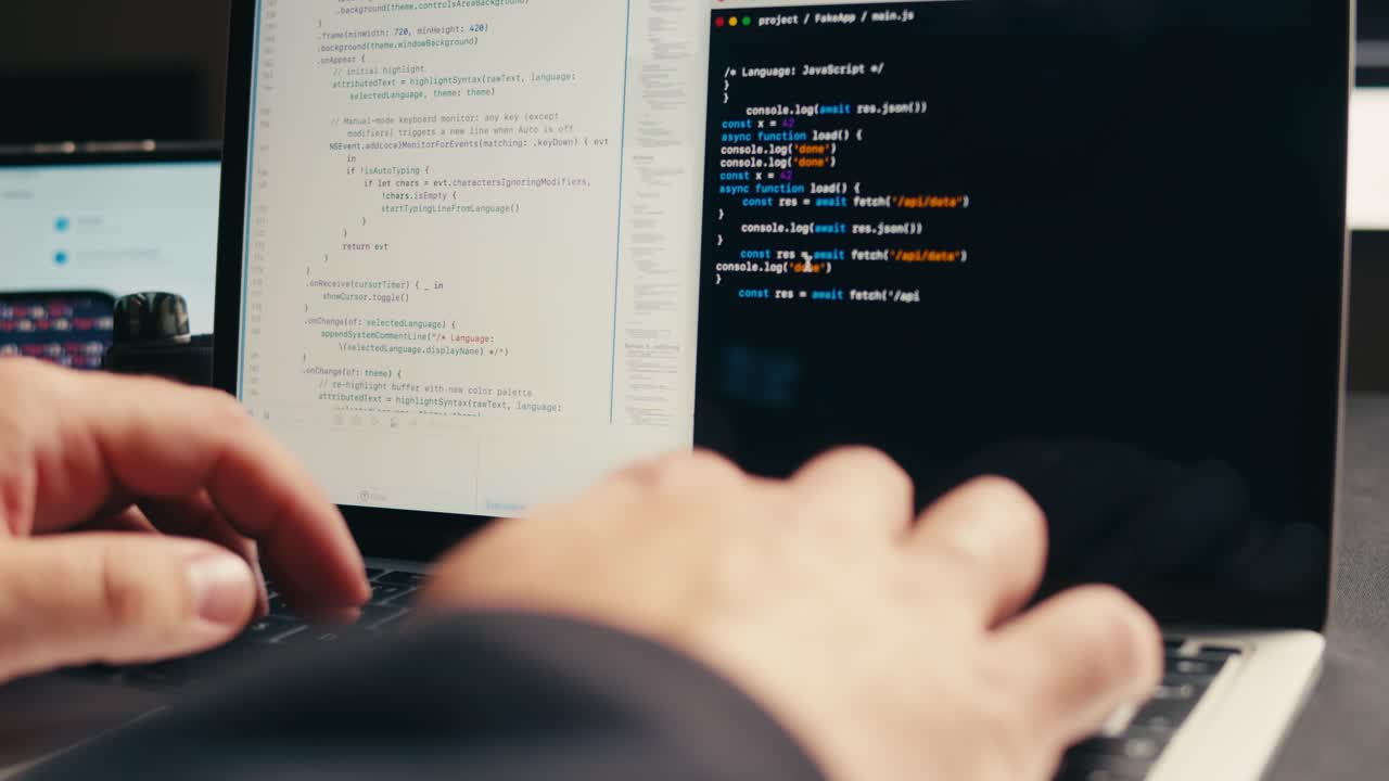 Developer Typing Code on a Laptop Computer