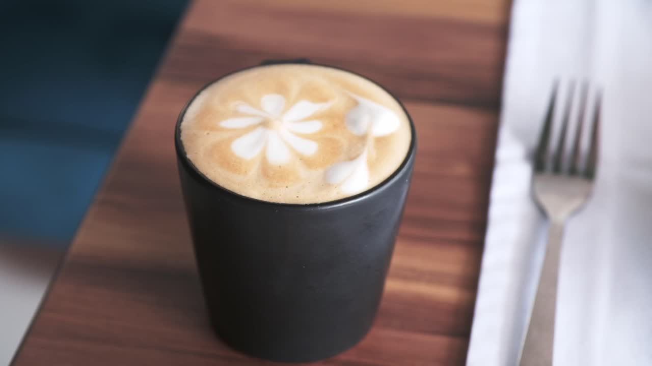 Cafe Latte art in the form of a flower