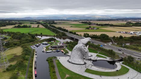 the kelpies helix park falkirk scotland drone,aerial