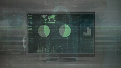 animación del procesamiento de datos sobre ojos y pantalla femeninos