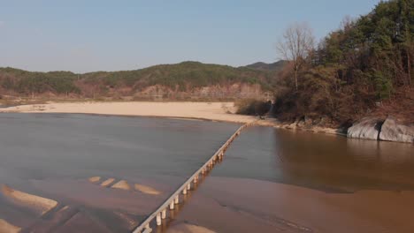 aerial panorama of tiny wooden bridge