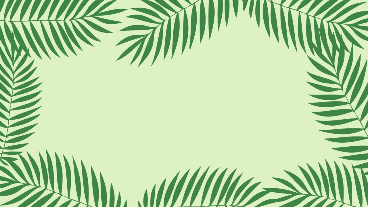animación de hojas de plantas tropicales sobre un fondo verde