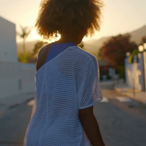 sexy roller skate girl riding at sunset