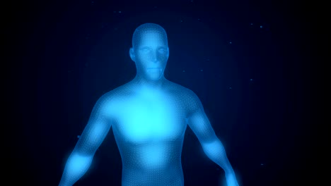 three-dimensional model of man in space