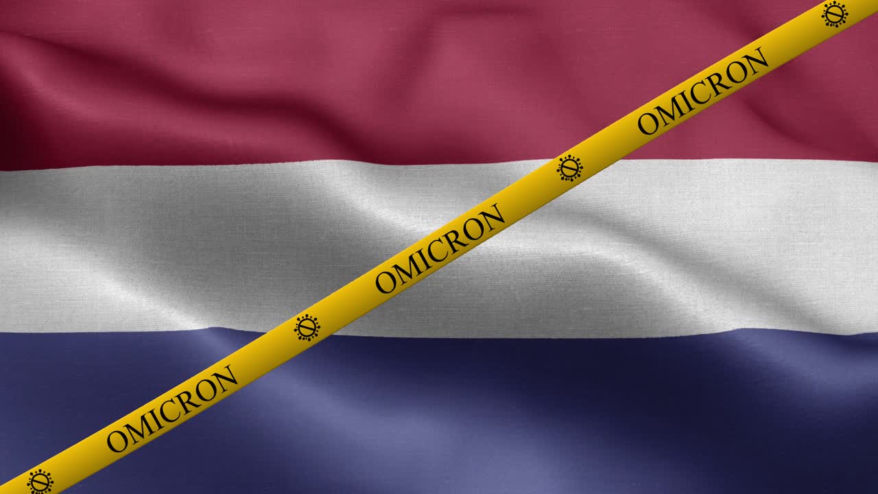네덜란드 발에 오미크론 변종과 금지 줄무 - 네덜란드의 발