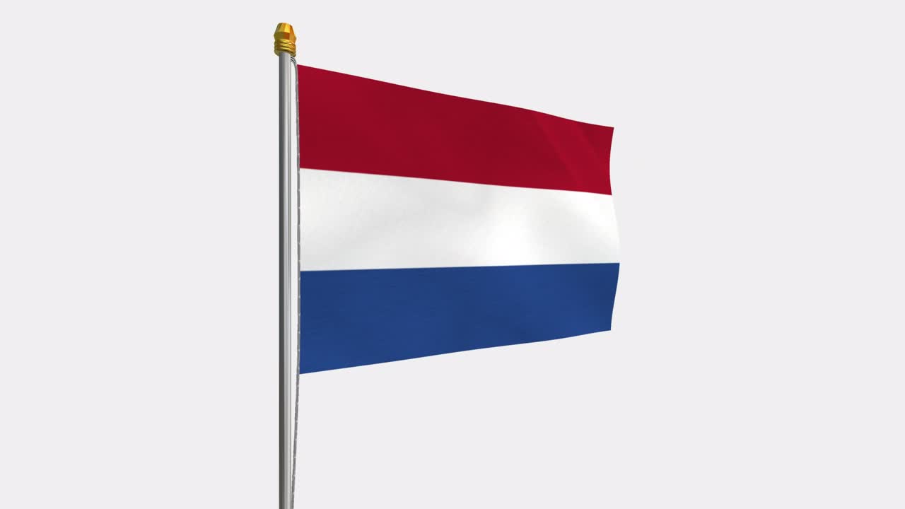 네덜란드 국기가 바람에 날아다니는 루프 비디오, 4k의 느린 동작 비디오, 알파 채널