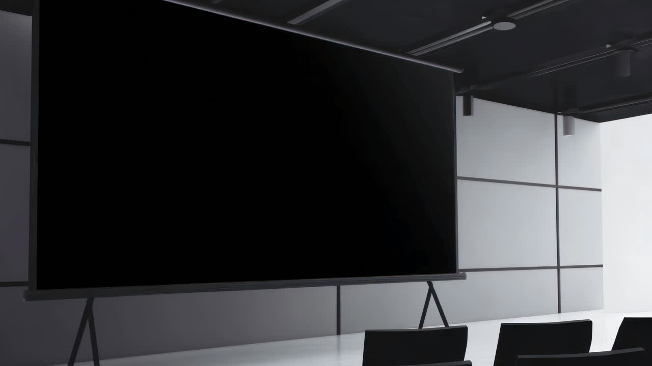 Presentation screen in boardroom, live mockup animated overlay, transparent 4K video, alpha channel