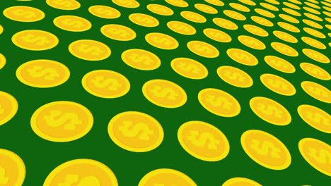 golden dollar coin rotating isometric background animation.