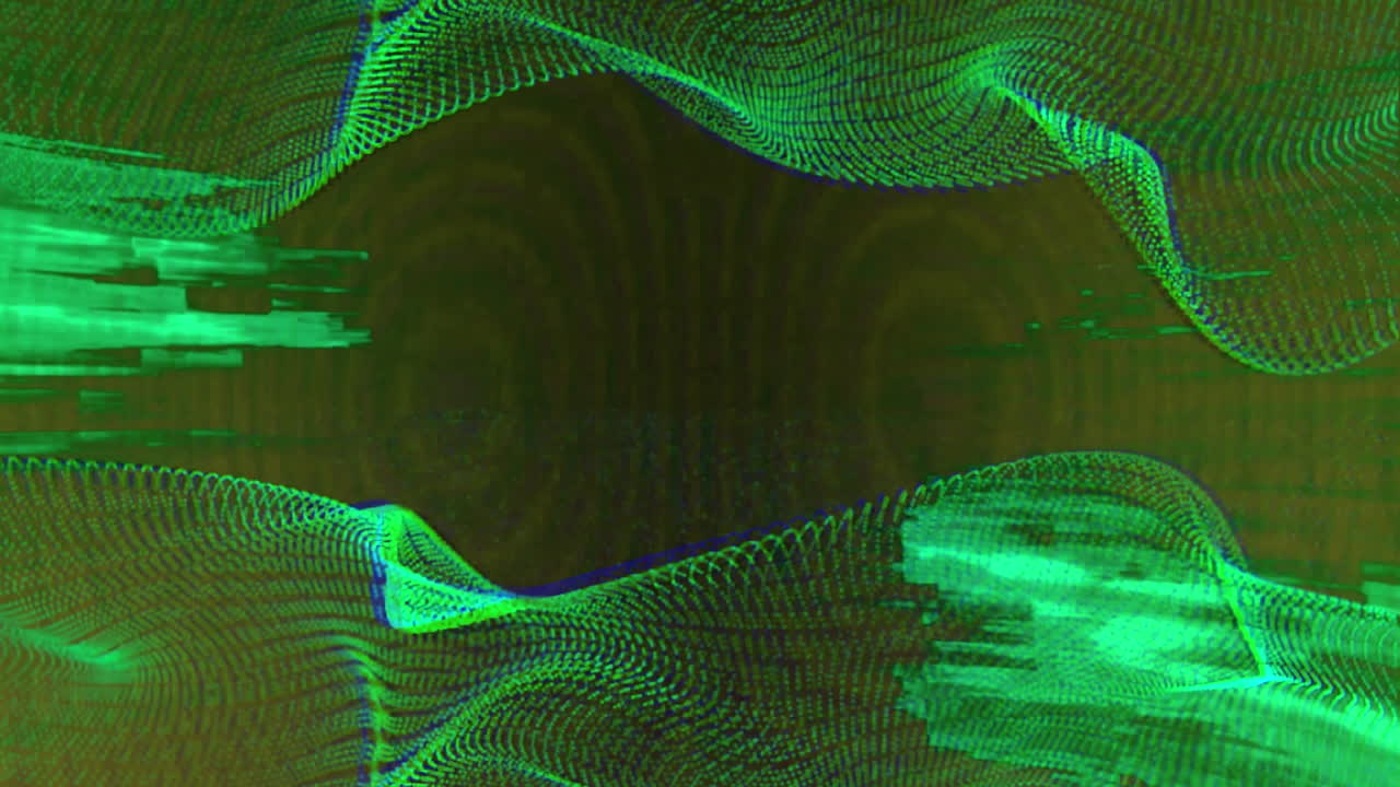 onda de energía verde brillante y luz intermitente sobre fondo negro