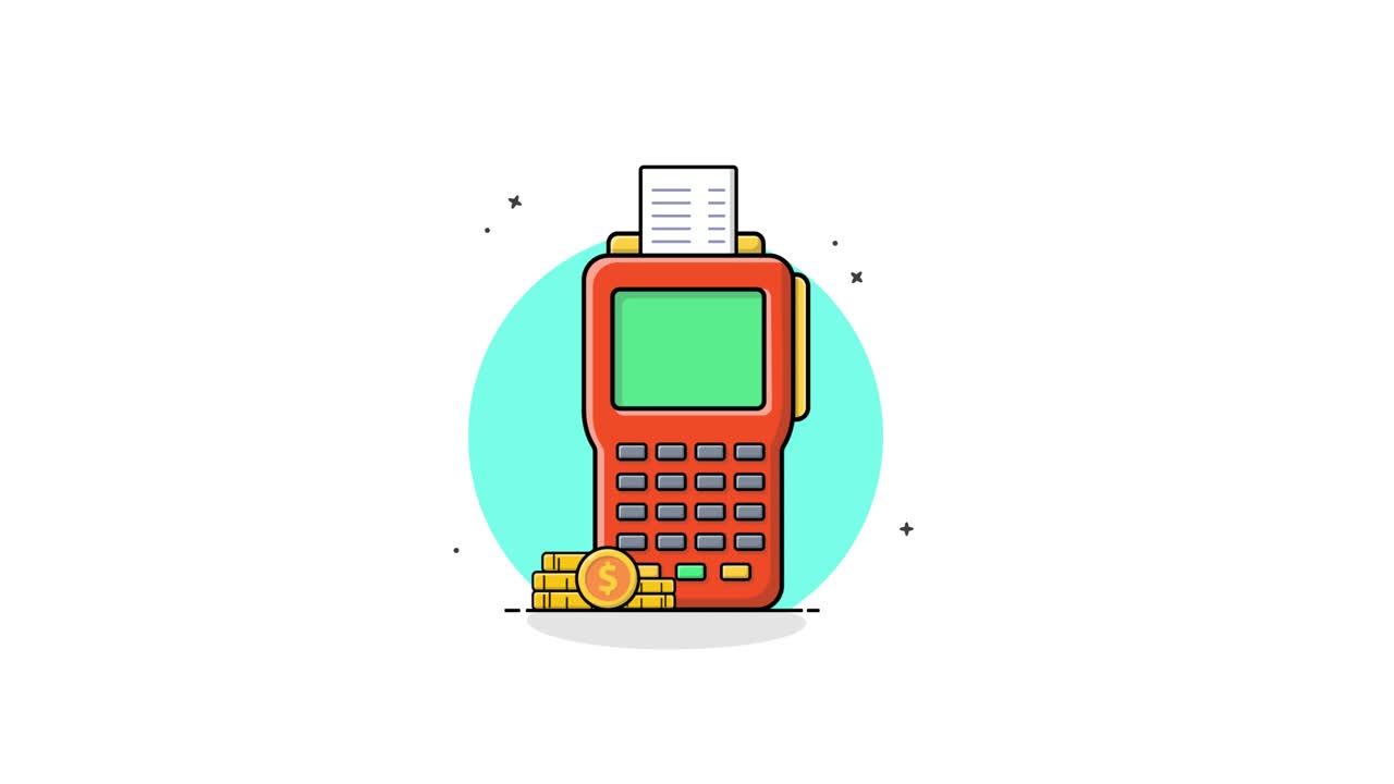 Animated Point of Sale Terminal with Payment Transaction