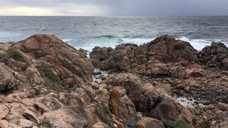 rocky coast at shelley cove, western australia in stormy weather