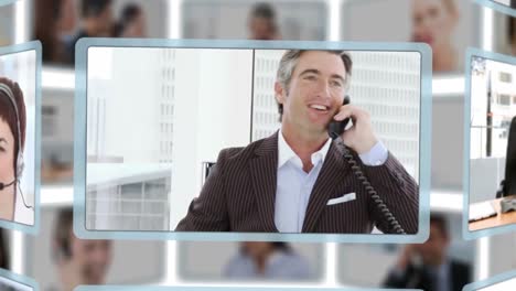 montage von leuten, die am telefon sprechen