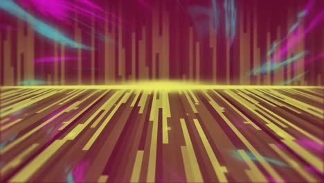 Animation-of-glowing-yellow-light-trails-moving-in-seamless-loop-