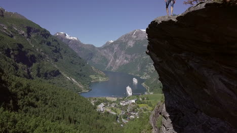 aerial: geiranger fjord in norway