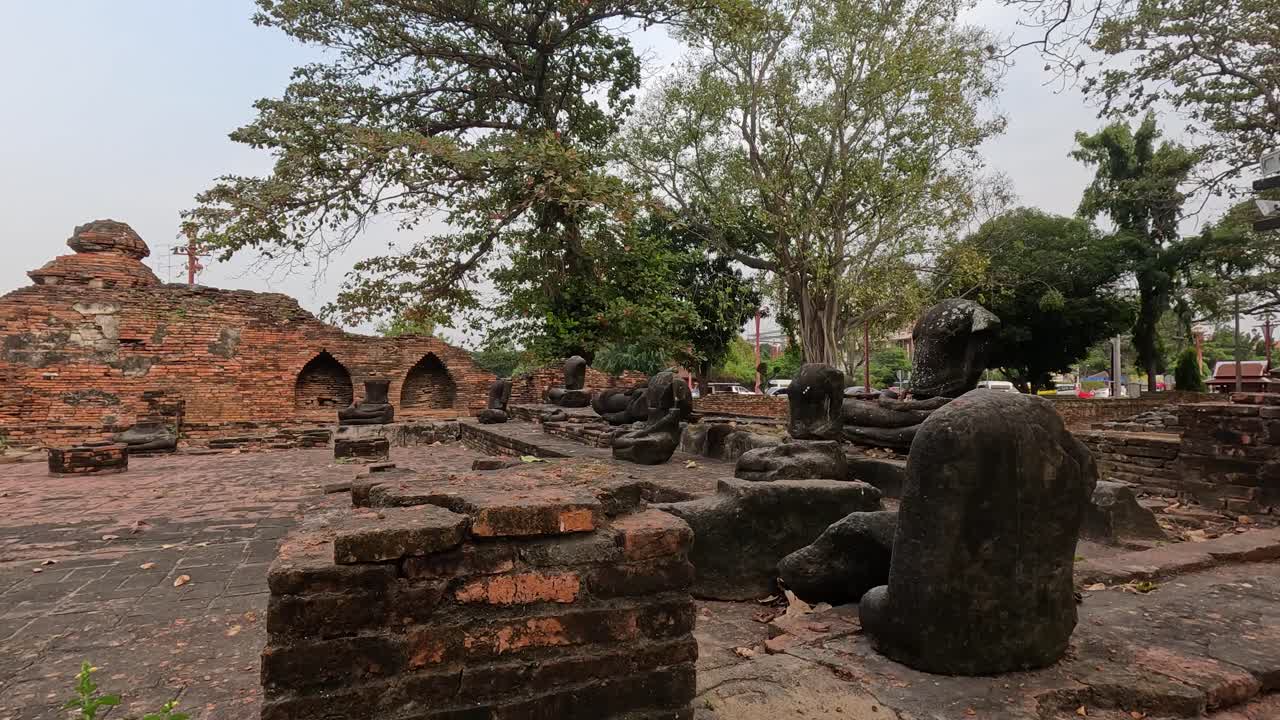 vista panorámica lenta de las ruinas del templo histórico