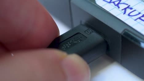 Close-up of a USB Cable Plugged into a Device