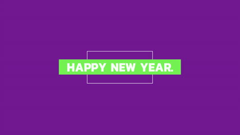 feliz año nuevo con gravamen verde y marco en degradado moderno púrpura