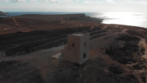 aerial drone video from northern malta near the ghajn znuber tower