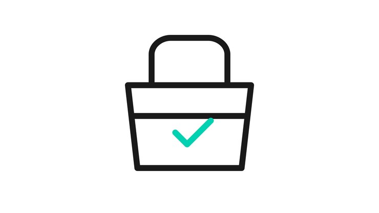Animated Shopping Bag Icon with Checkmark Success Symbol