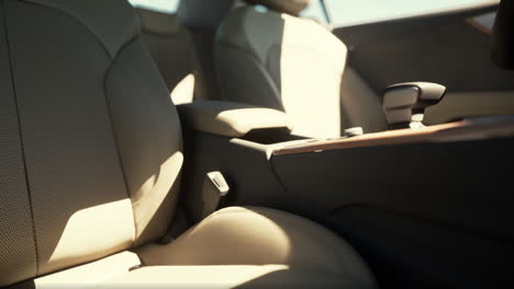 interior de cuero beige de un automóvil de lujo moderno