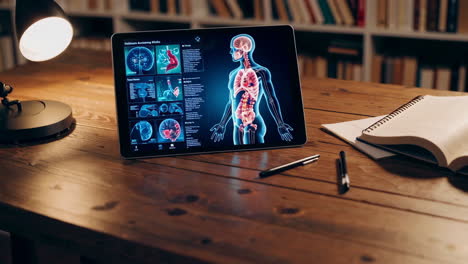 medical study on tablet in library