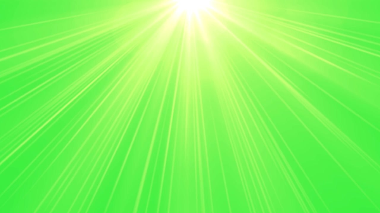 Sunlight lens flare flashing animation isolated on green background