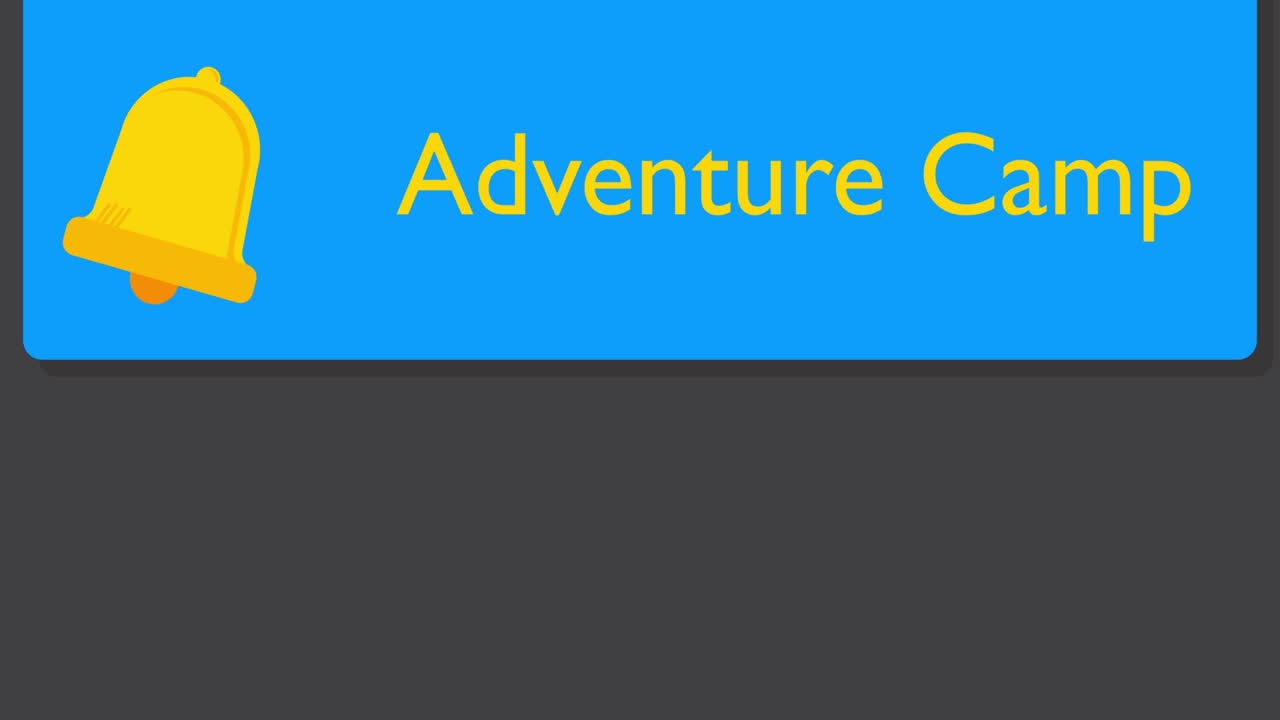 texto del campamento de aventura en la burbuja de notificación desde la pantalla del dispositivo de información portátil.