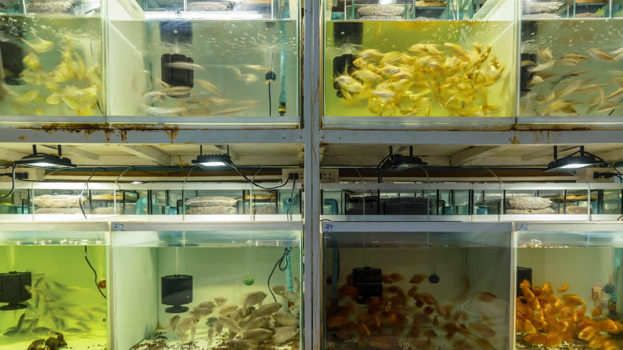 Exotic Siamese fighting fish for sale at Chatuchak’s Fish Market, Bangkok, Thailand