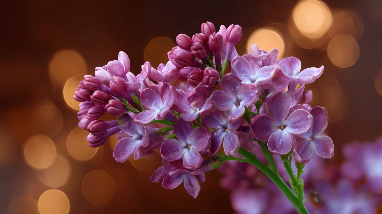 Atemberaubende Nahaufnahme zarter Fliederblüten mit weichgezeichnetem Hintergrund und Bokeh-Effekt, perfekt für Natur- und Blumenfotografie-Enthusiasten