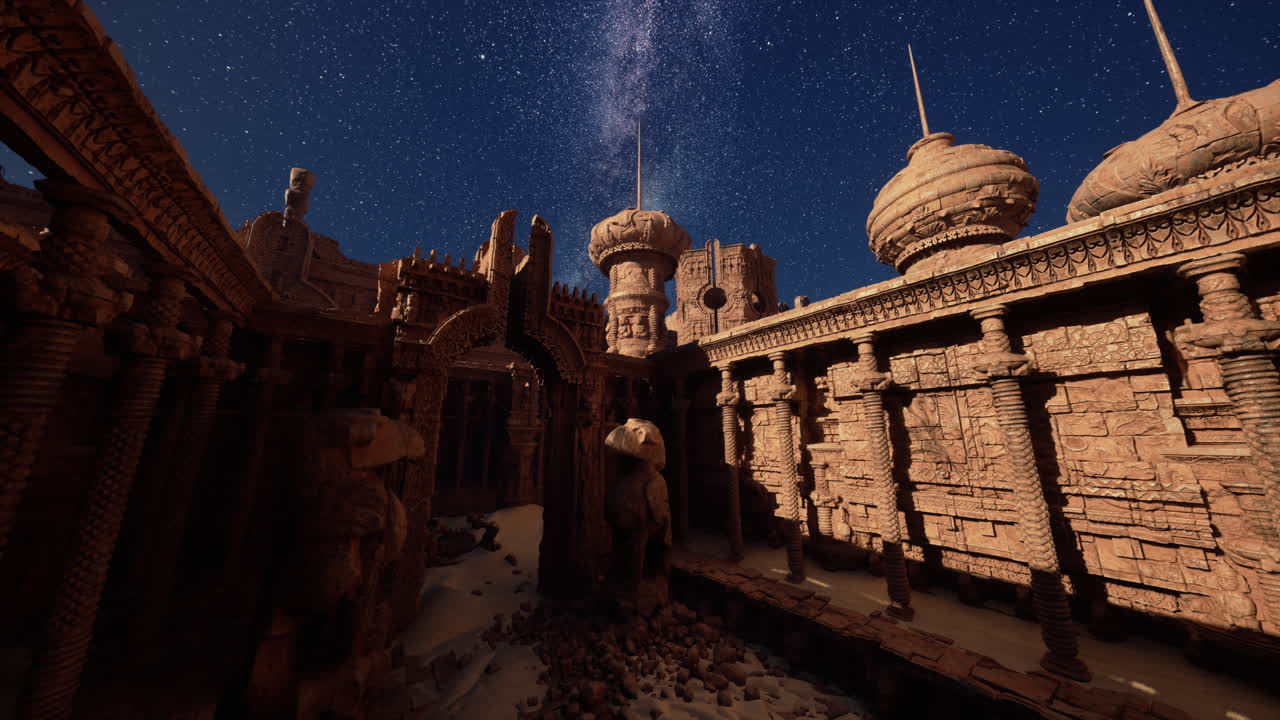 별이 빛나는 밤하늘 아래의 환상적인 도시